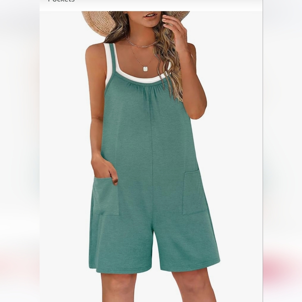 NWT Vigorics Casual Womens Romper Sleeveless Adjustable Straps Shorts, small